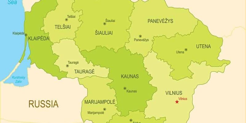 Mapa de Lituania con nombres y sin nombres