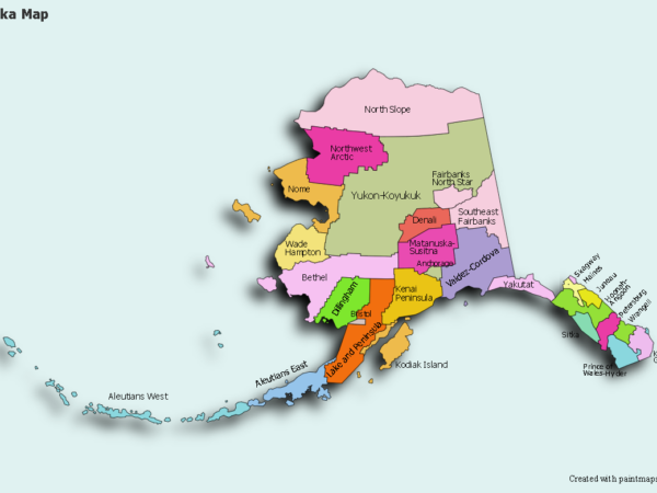 Mapa de Alaska con nombres y sin nombres