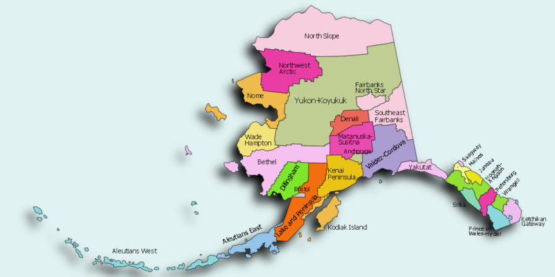 Mapa de Alaska con nombres y sin nombres