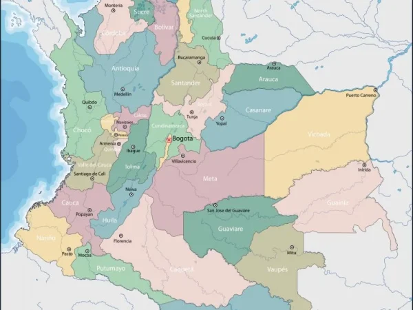 Mapa de Colombia con nombres y sin nombres