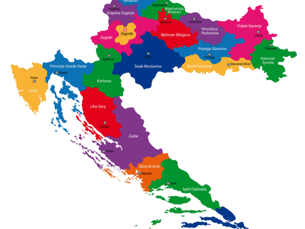 Mapa de Croacia con nombres y sin nombres