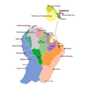 Mapa de la Guayana Francesa con nombres y sin nombres