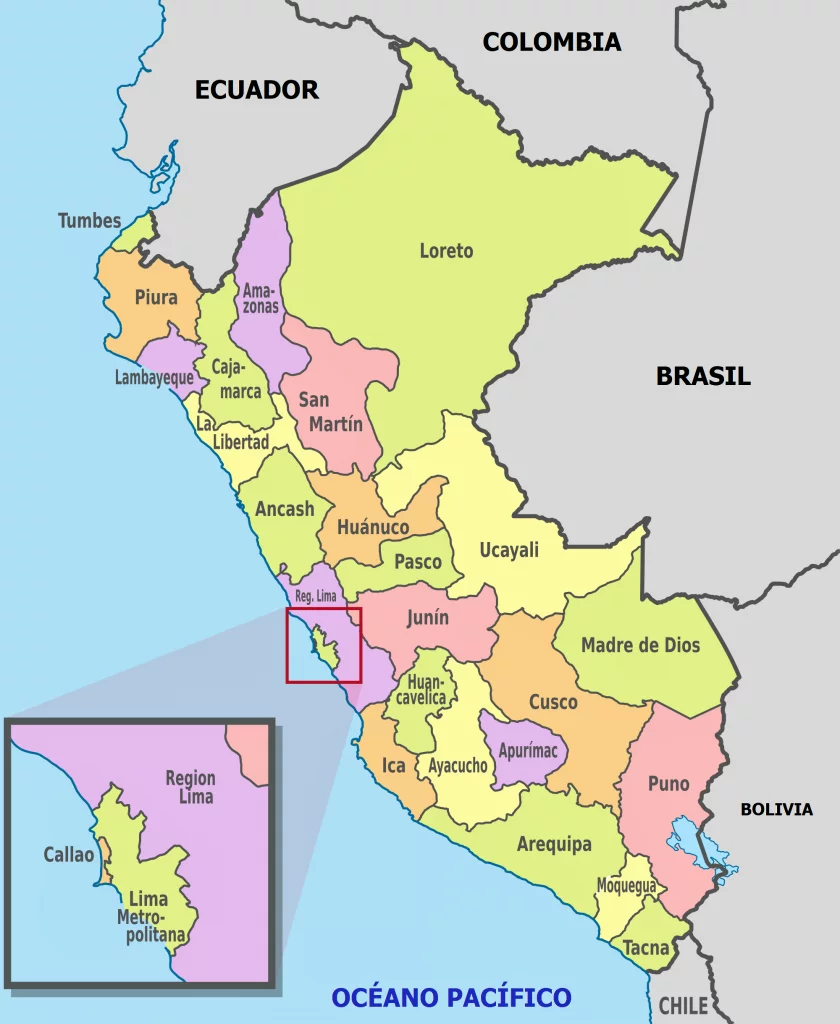Mapa de Perú con nombres y sin nombres