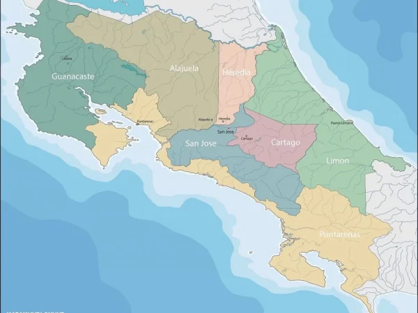 Mapa de Costa Rica con nombres y sin nombres