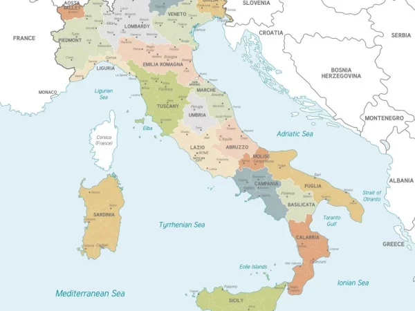 Mapa de Italia con nombres y sin nombres