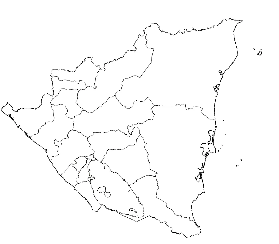 Mapa de nicaragua con nombres y sin nombres