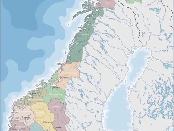 Mapa de Noruega con nombres y sin nombres