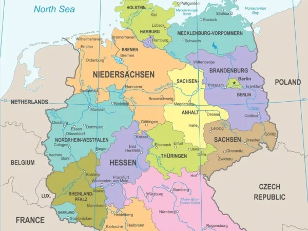 Mapa de Alemania con nombres y sin nombres