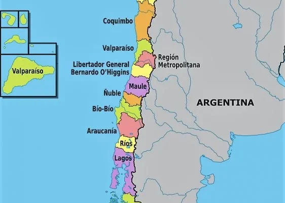 Mapa de Chile con nombres y sin nombres
