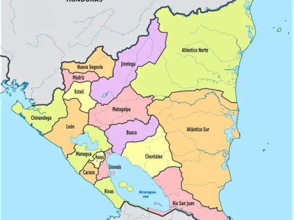 Mapa de Nicaragua con nombres y sin nombres