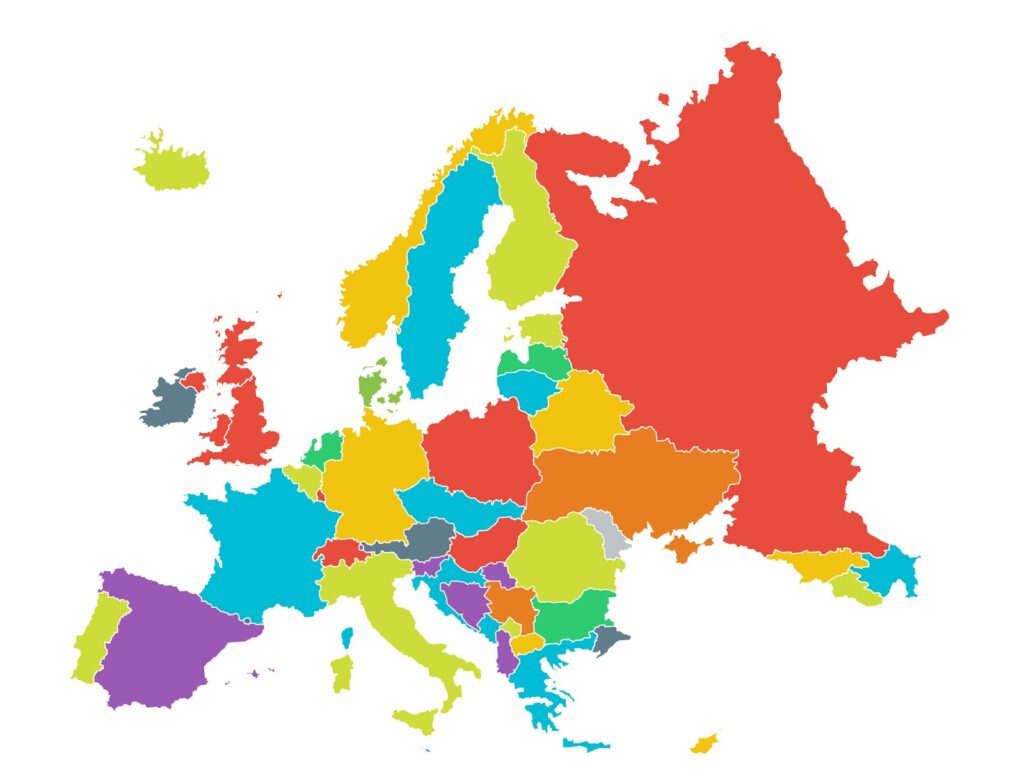 Mapa del Continente Europeo con nombres y sin nombres