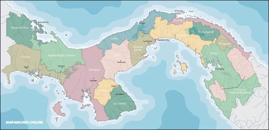 Mapa de Panamá con nombres y sin nombres