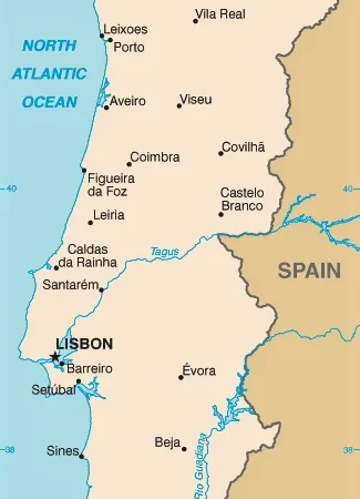 Mapa de Portugal con nombres y sin nombres