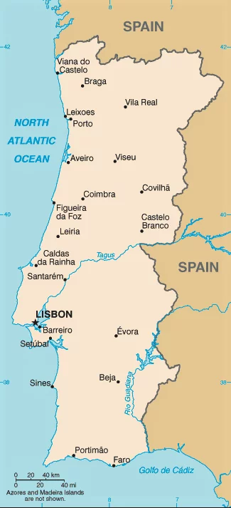  Mapa de Portugal con nombres y sin nombres