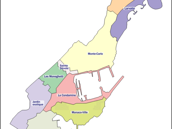 Mapa de Mónaco con nombres y sin nombres