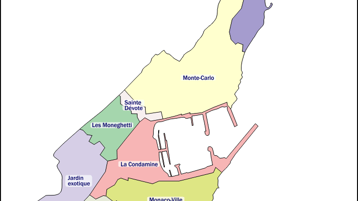 Mapa de Mónaco con nombres y sin nombres