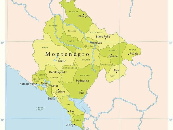 Mapa de Montenegro con nombres y sin nombres