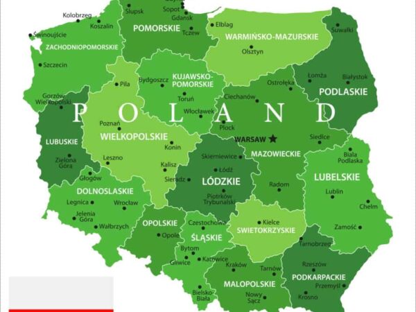 Mapa de Polonia con nombres y sin nombres