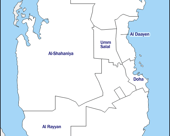 Mapa de Catar con nombres y sin nombres