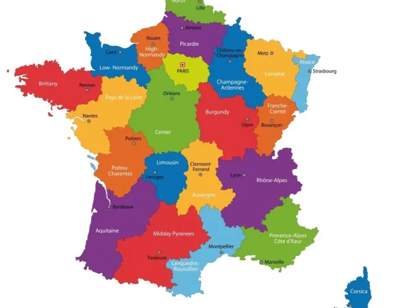 Mapa de Francia con nombres y sin nombres