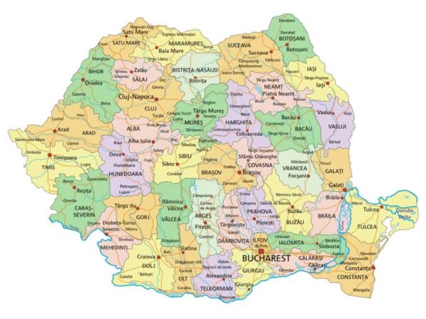 Mapa de Rumanía con nombres y sin nombres