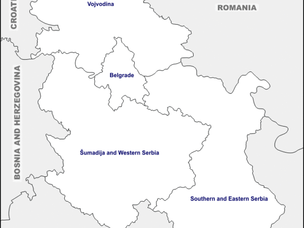 Mapa de Serbia con nombres y sin nombres