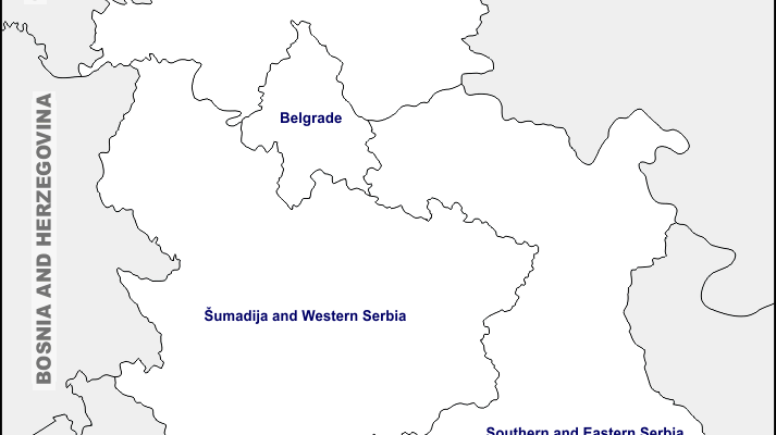 Mapa de Serbia con nombres y sin nombres