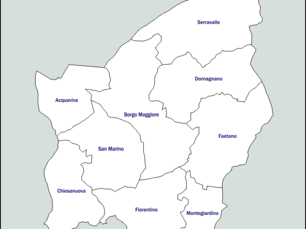 Mapa de San Marino con nombres y sin nombres