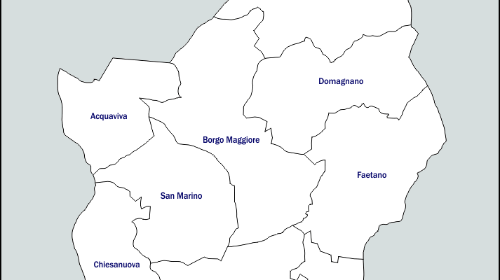 Mapa de San Marino con nombres y sin nombres