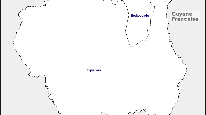 Mapa de Surinam con nombres y sin nombres