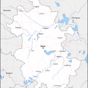 Mapa de Anhui (China) con nombres y sin nombres
