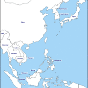 Mapa de Asia Oriental con nombres y sin nombres