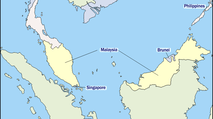 Mapa del Sureste Asiático con nombres y sin nombres