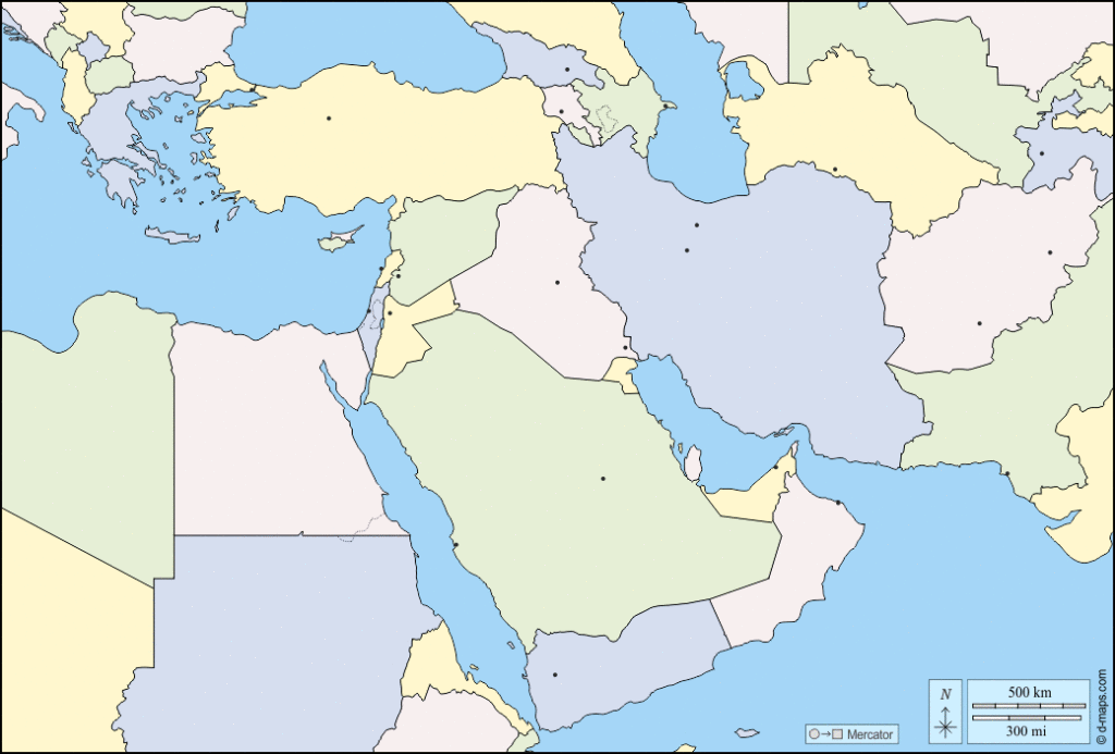Mapa de Asia del Suroeste con nombres y sin nombres