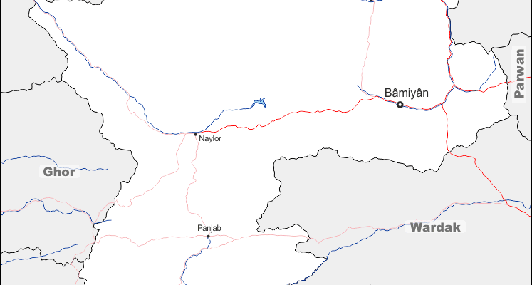 Mapa de Bamiyán con nombres y sin nombres