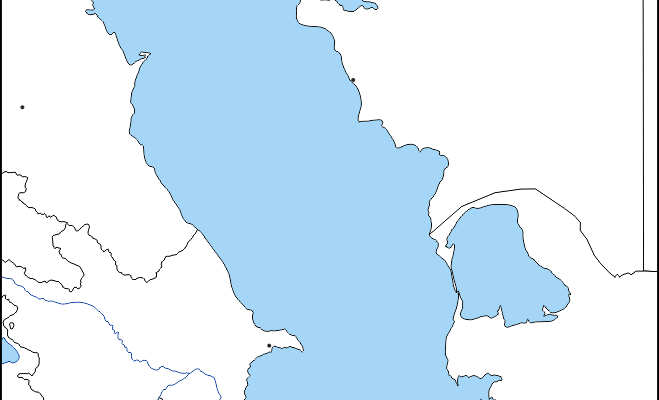Mapa de Mar Caspio con nombres y sin nombres