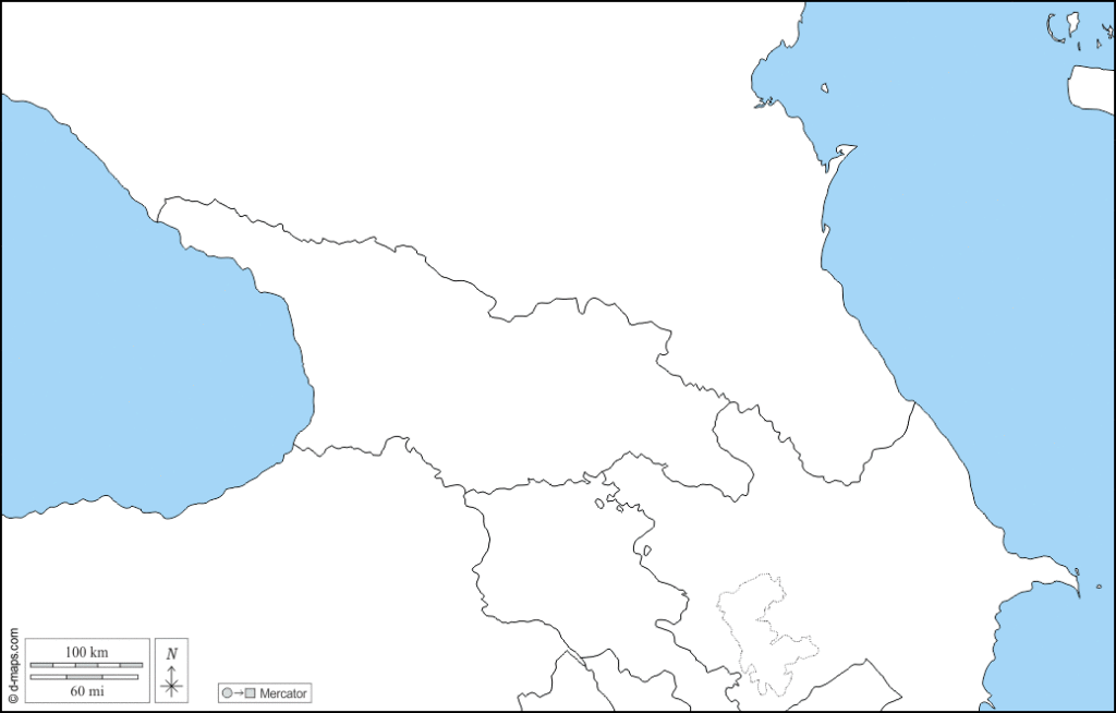 Mapa de Cáucaso con nombres y sin nombres