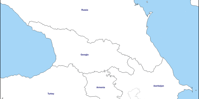 Mapa de Cáucaso con nombres y sin nombres