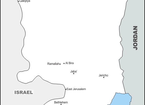 Mapa de Cisjordania con nombres y sin nombres
