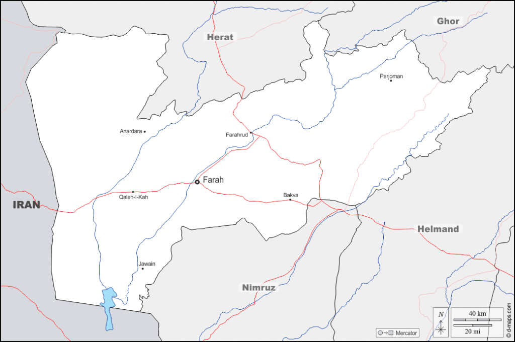 Mapa de Farah con nombres y sin nombres