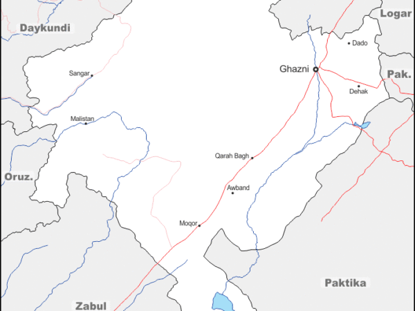 Mapa de Gazni con nombres y sin nombres