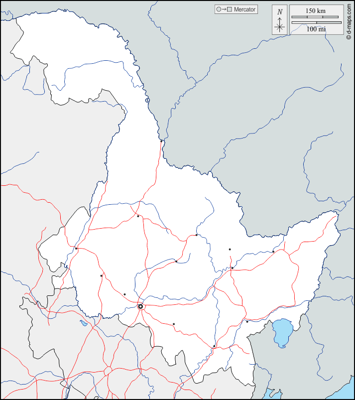 Mapa de Heilongjiang (China) con nombres y sin nombres