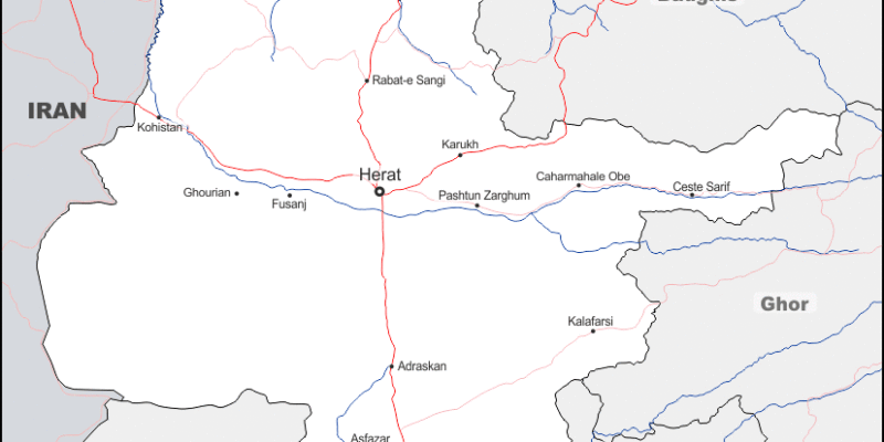 Mapa de Herāt con nombres y sin nombres