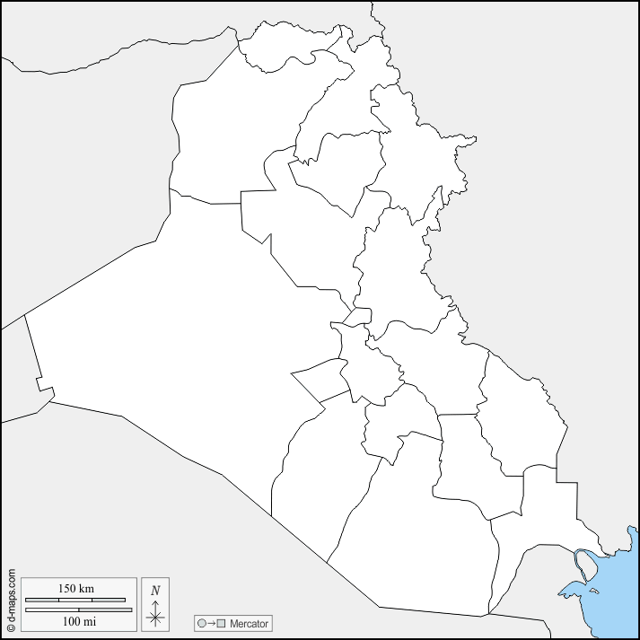 Mapa de Irak con nombres y sin nombres