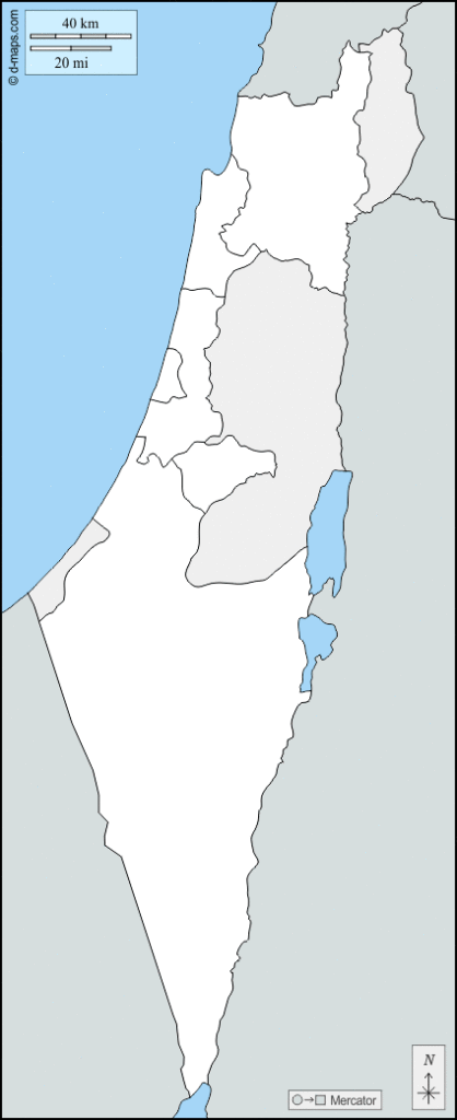 Mapa de Israel con nombres y sin nombres