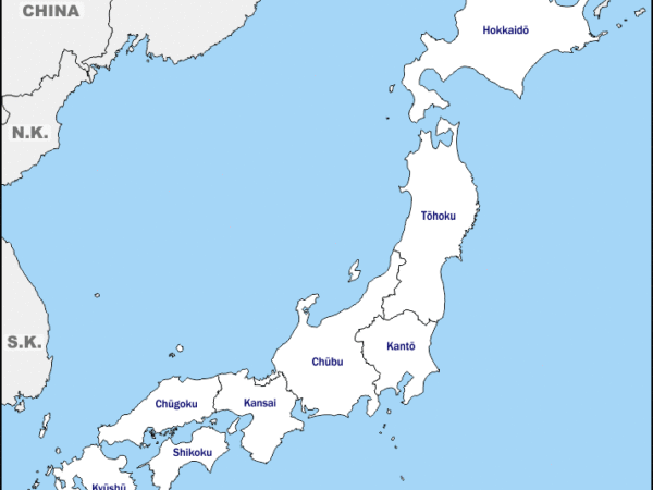 Mapa de Japón con nombres y sin nombres