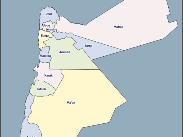 Mapa de Jordania con nombres y sin nombres