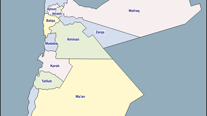 Mapa de Jordania con nombres y sin nombres