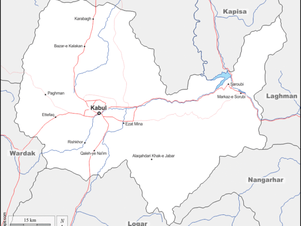 Mapa de Kabul con nombres y sin nombres