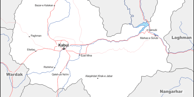 Mapa de Kabul con nombres y sin nombres